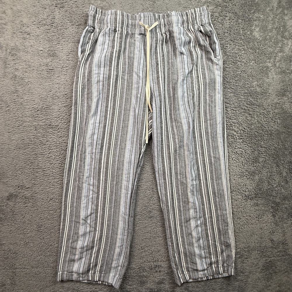 PLEASURES Womens Joggers Pull On Striped Pants XL Light Blue Gray Rayon Blend